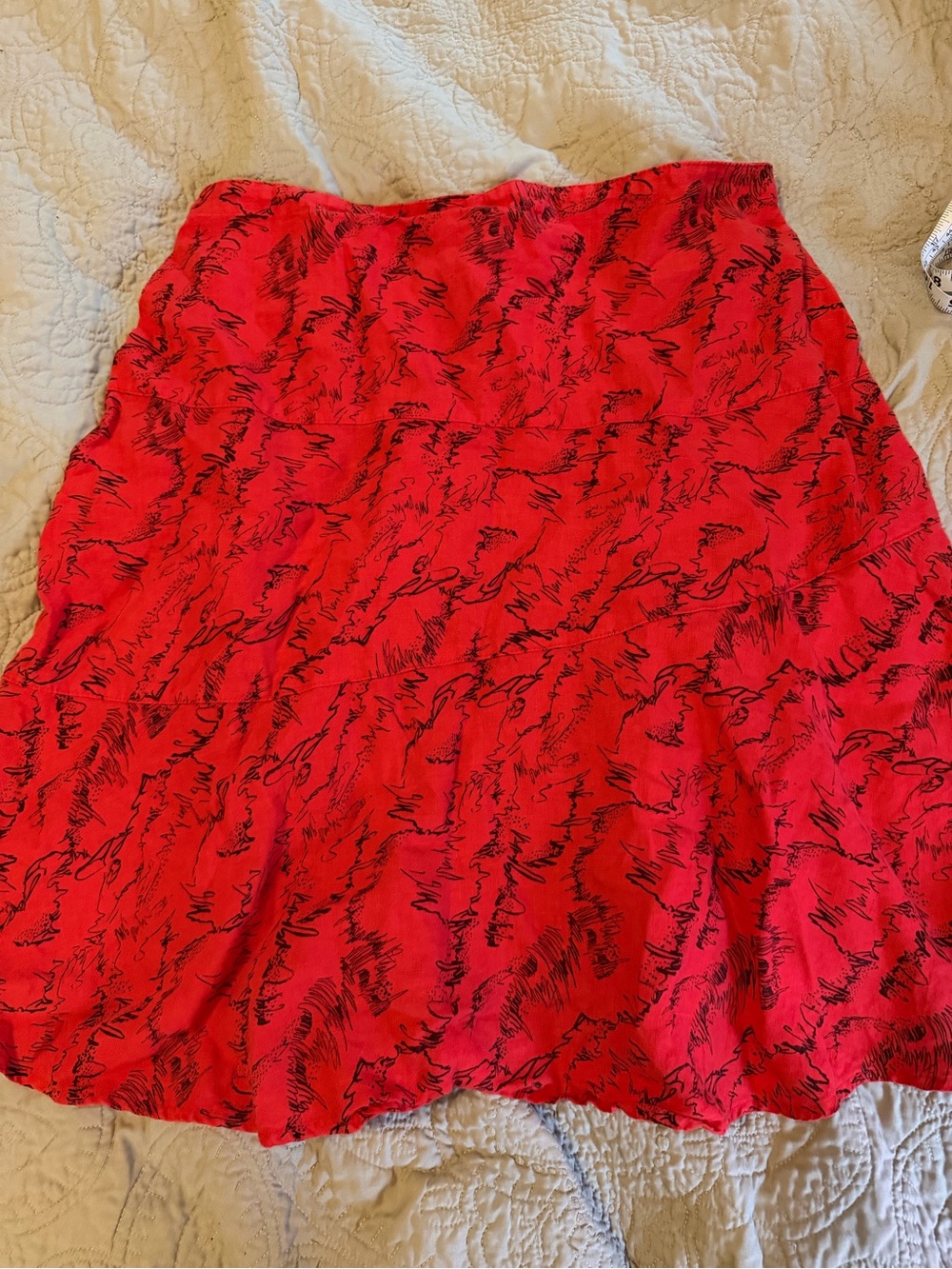 Vintage Click Linen Red Printed A-Line Skirt- 90’s